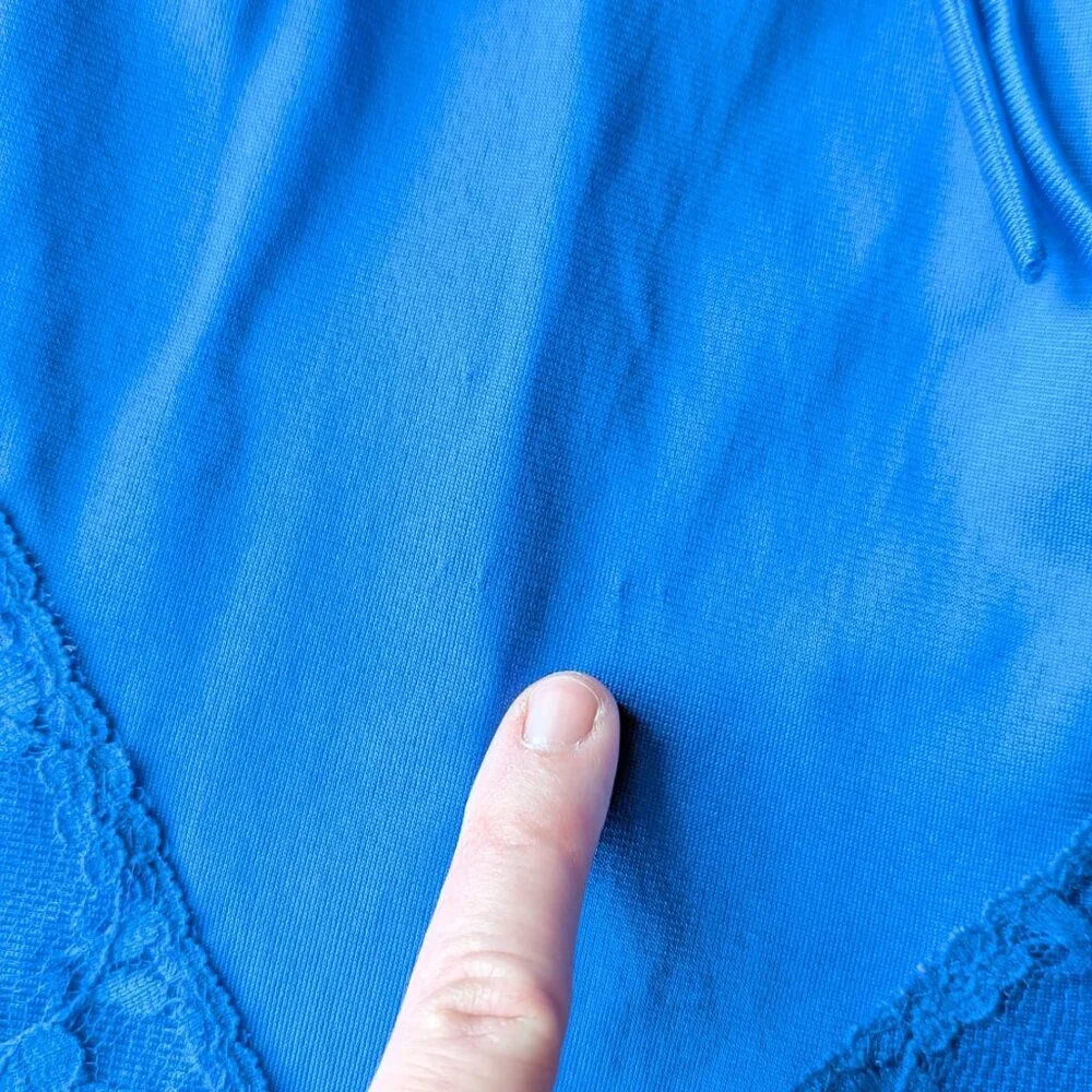 Vintage Blue Lace One-Piece Lingerie One-Piece Bodysuit medium Made In USA - Picture 6 of 9